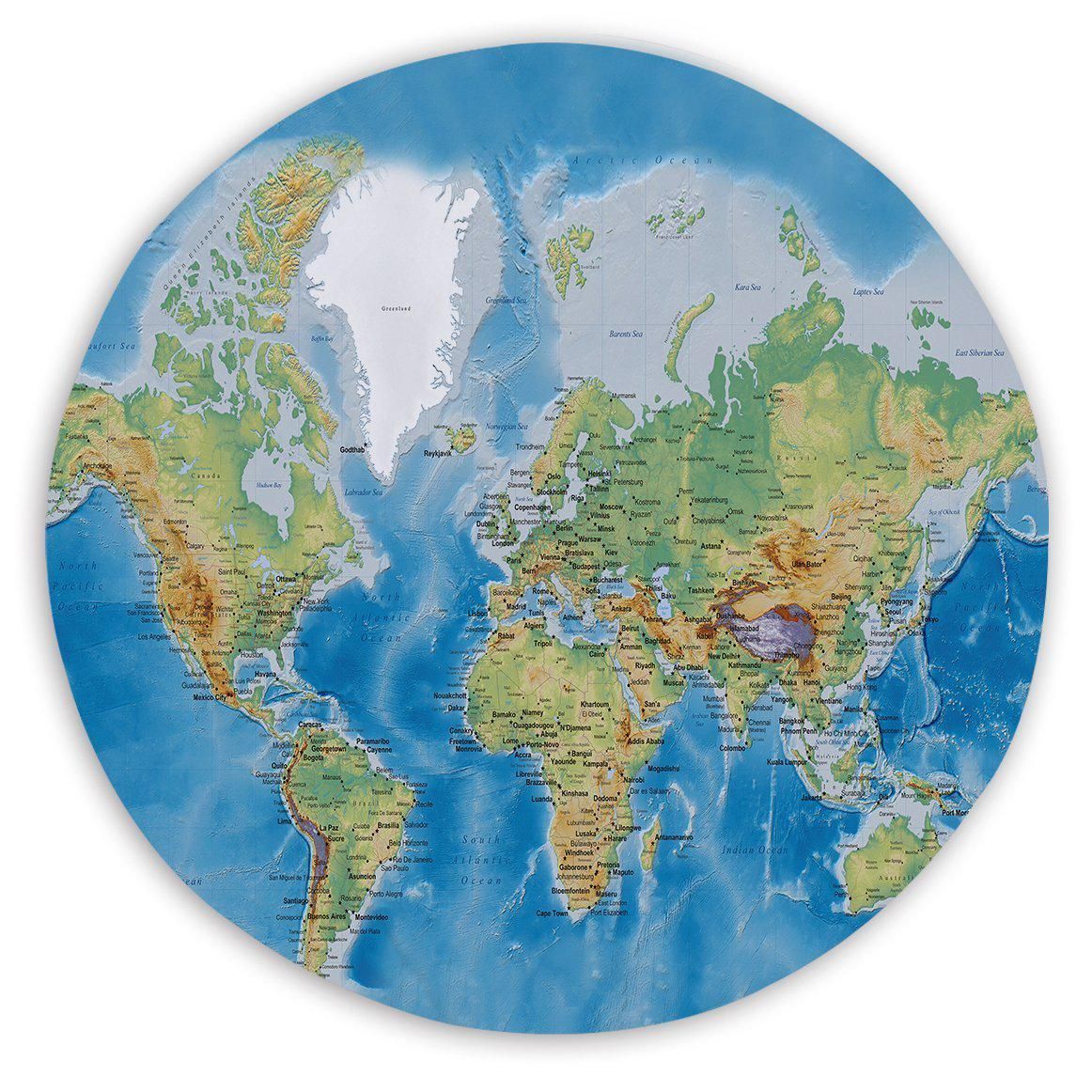 The Seven Seas Simple Maps Printed Round Beach Towel