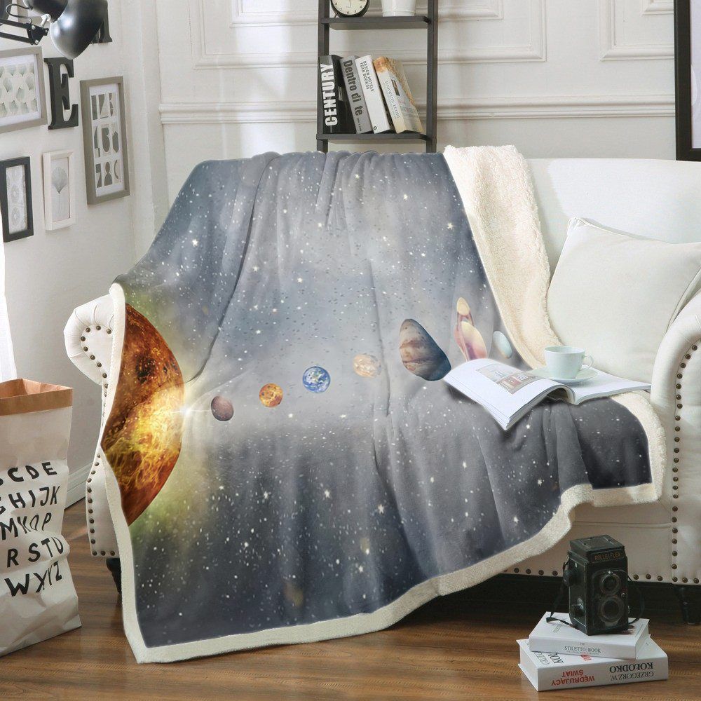 The Solar System Sherpa Fleece Blanket