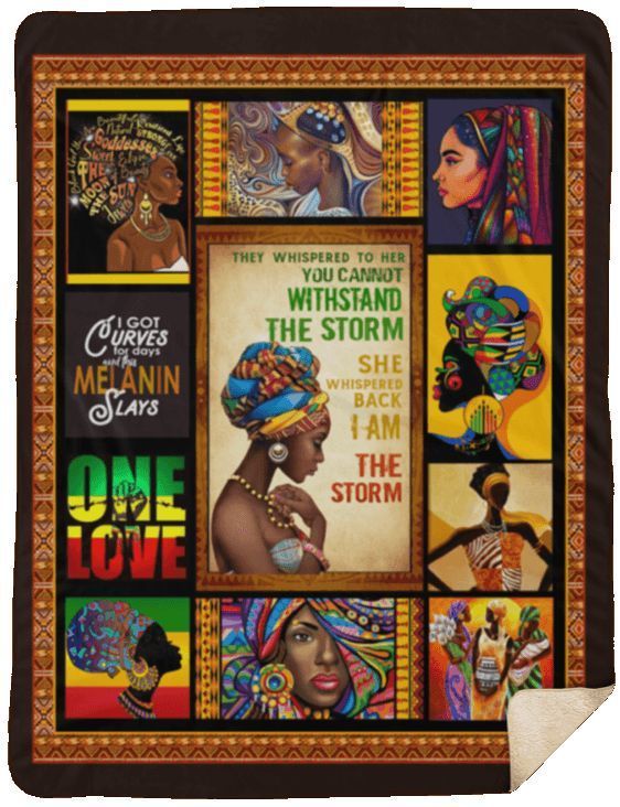 The Storm Black Woman Sherpa Fleece Blanket