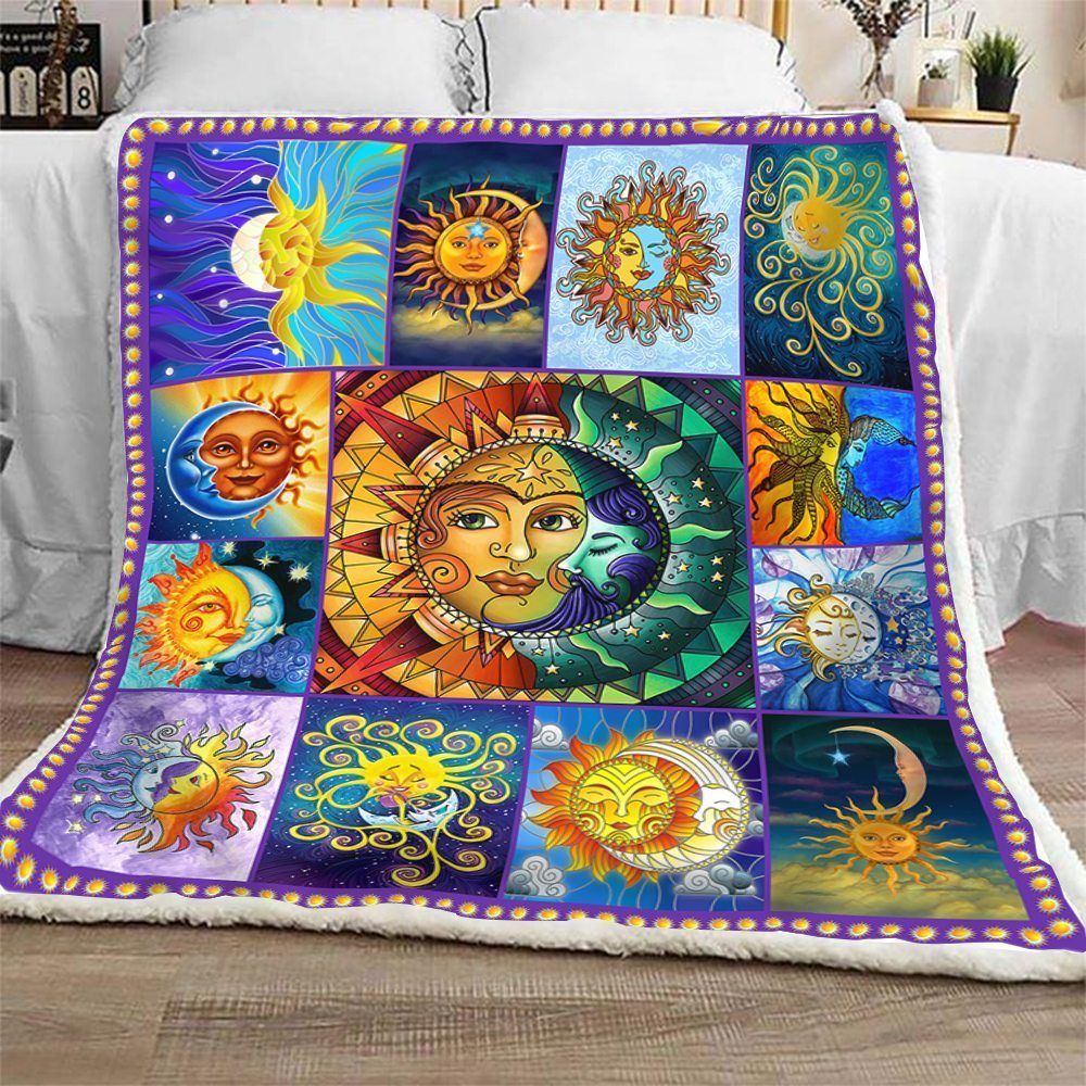 The Story Of The Sun And The Moon Hippie Sherpa Fleece Blanket