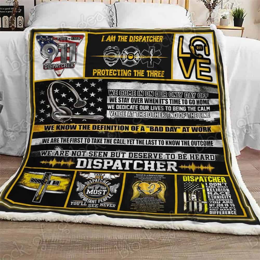 The Thin Gold Line 911 Dispatchers Fleece Blanket