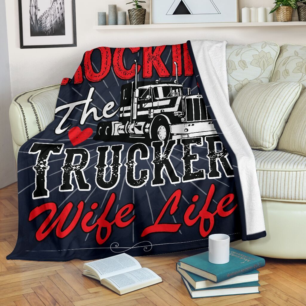 The Trucker Wife Life Fleece Blanket Fleece Blanket