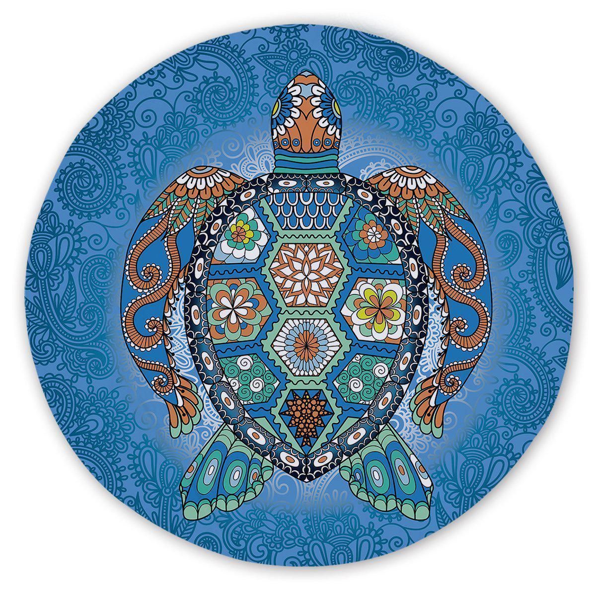 The Turtle Totem Printed Round Beach Towel