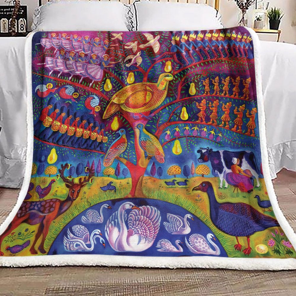 The Twelve Days Of Christmas Sherpa Fleece Blanket