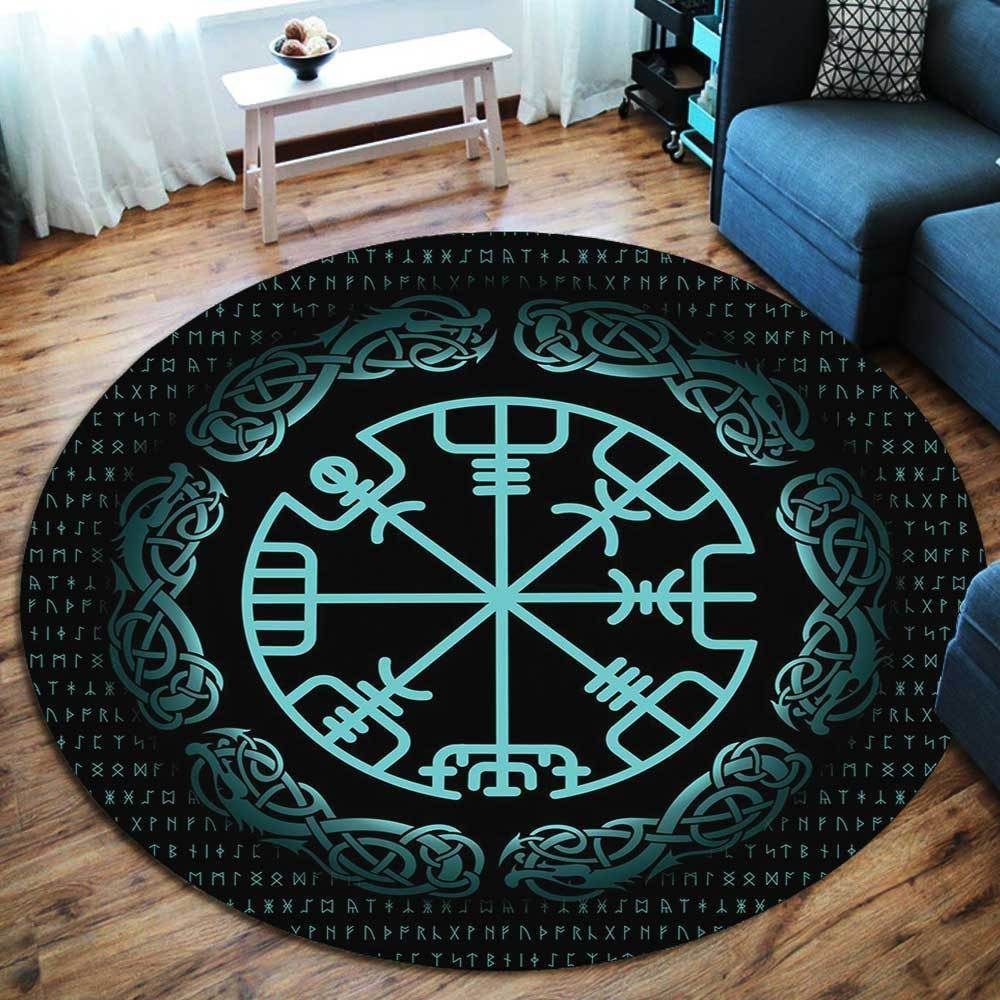 The Vegvisir Symbol Viking Round Carpet