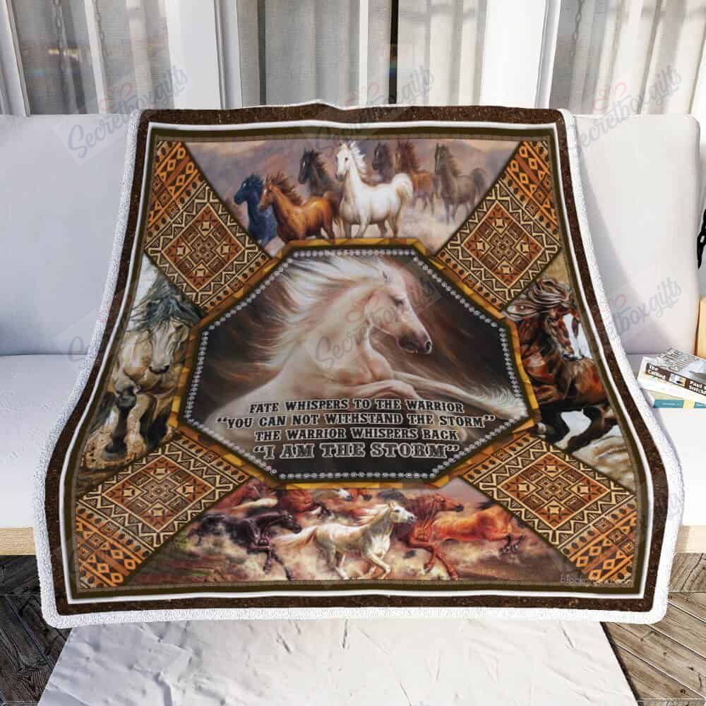 The Warrior Whispers Back I Am The Storm Horse Fleece Blanket