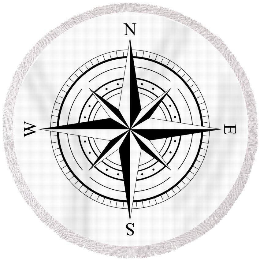 The Wind Rose Printed Round Beach Towel