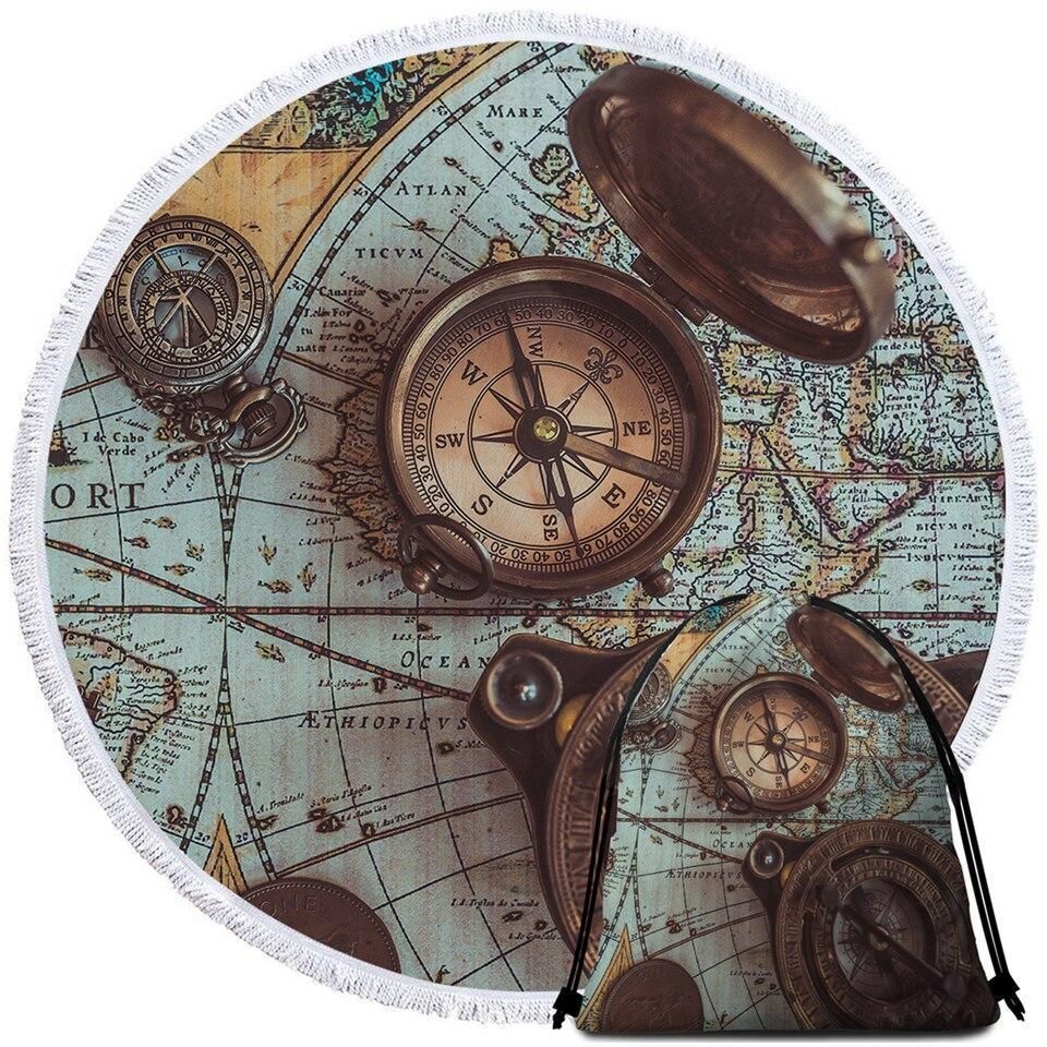 The World Wanderer Printed Round Beach Towel