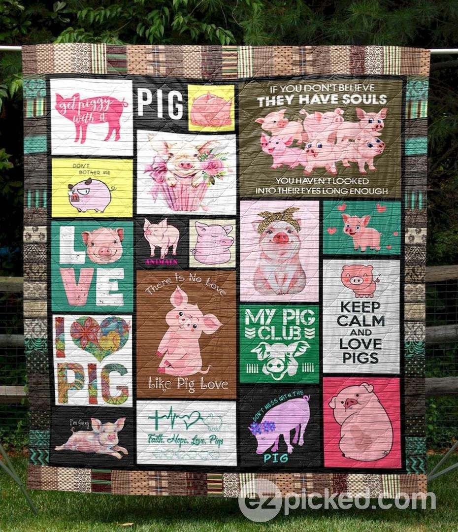 There Is No Love Like Pig Love Pk270524 Quilt Blanket