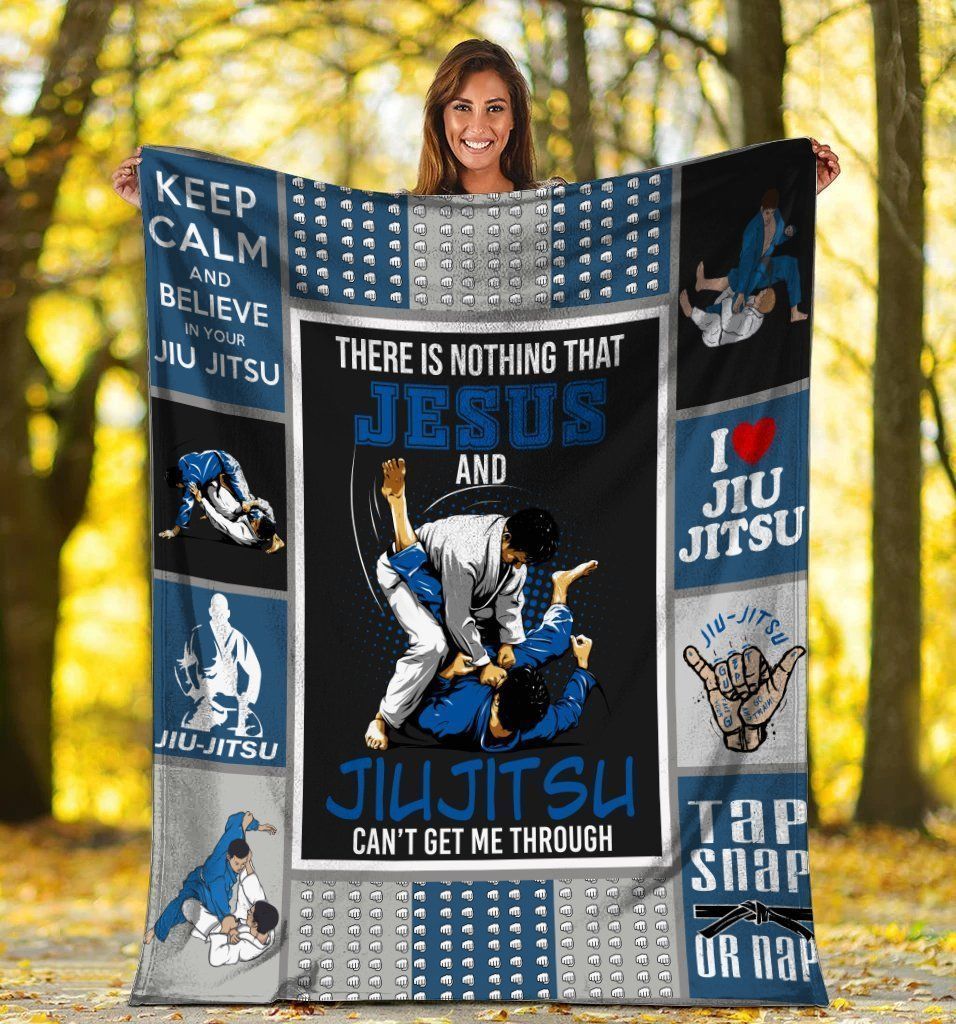 There Is Nothing That Jesus And Jiujitsu Printed Fleece Blanket