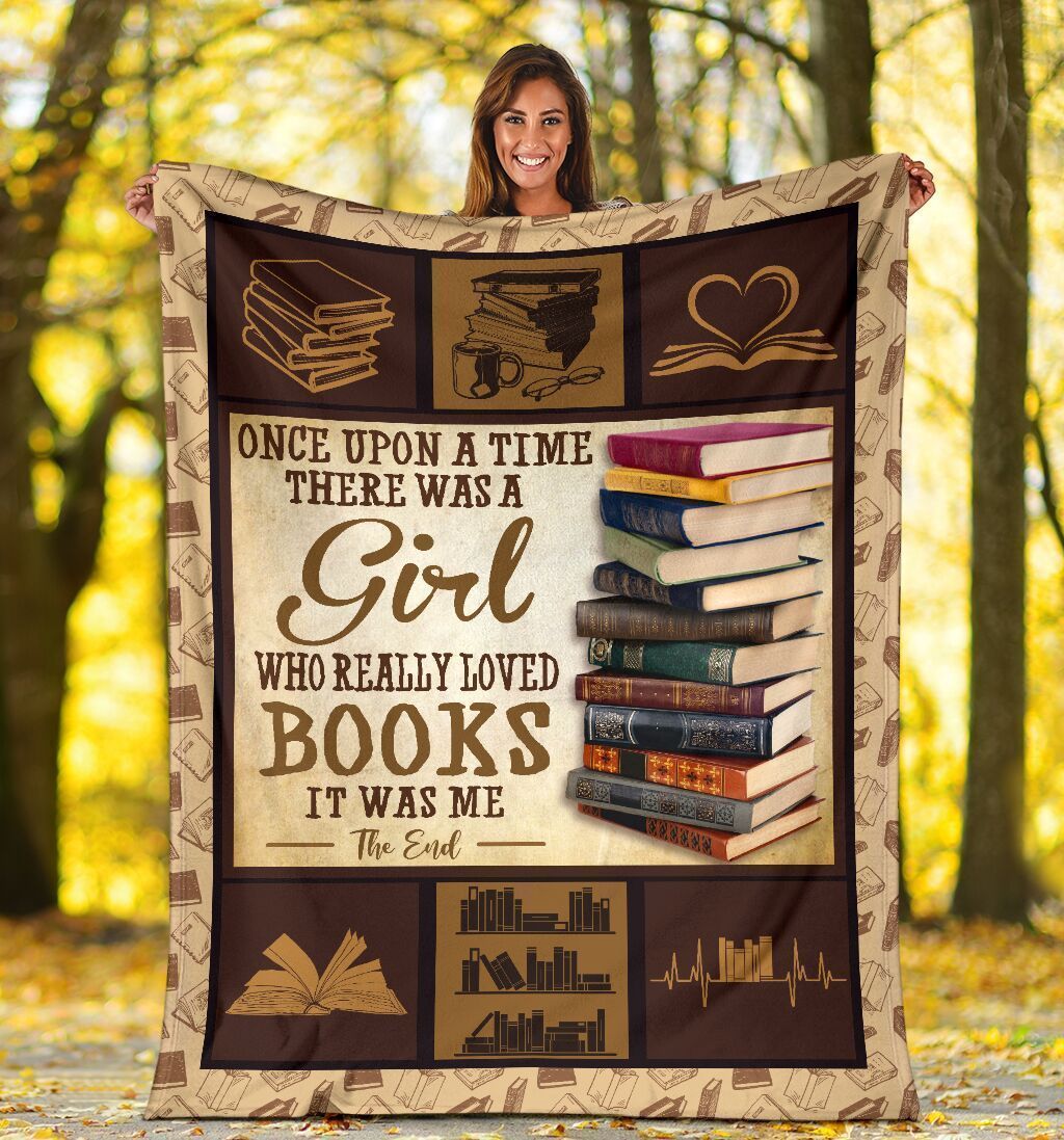 There Was A Girl Who Really Loved Books Fleece Blanket Giving Bookworm