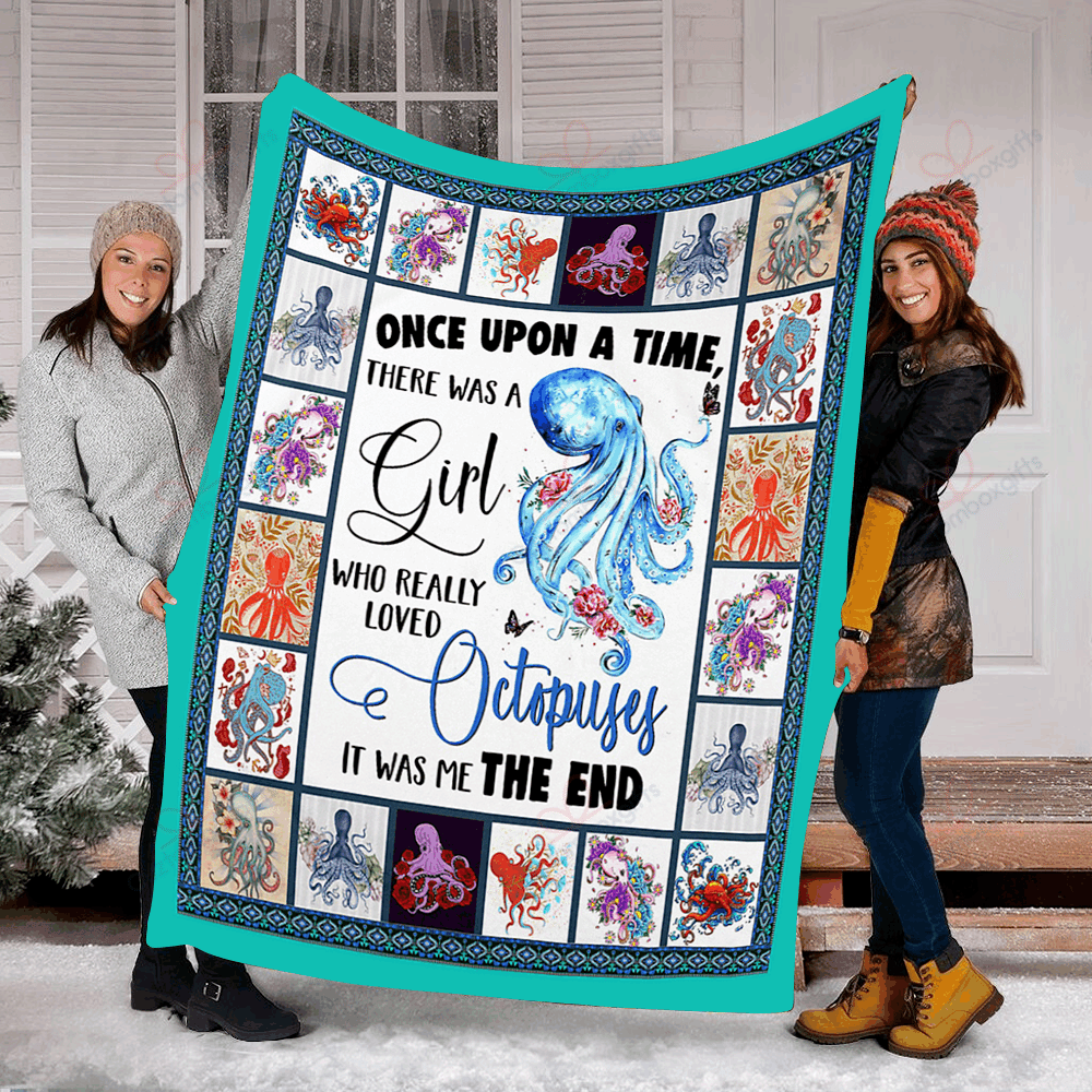 There Was A Girl Who Really Loved Octopuses Sherpa Fleece Blanket