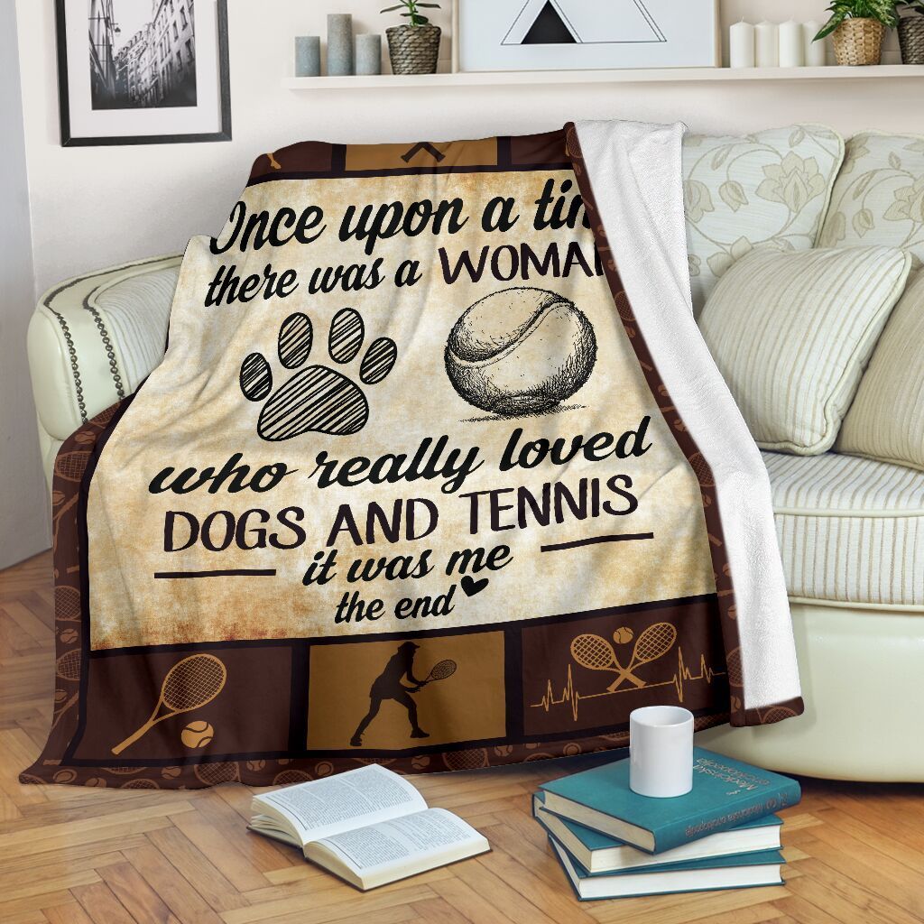 There Was A Woman Who Really Loved Dogs And Tennis Fleece Blanket Fleece Blanket
