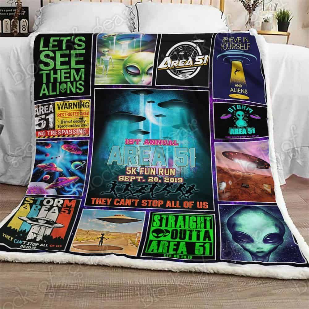 They Cant Stop All Of Us Area 51 Aliens Fleece Blanket