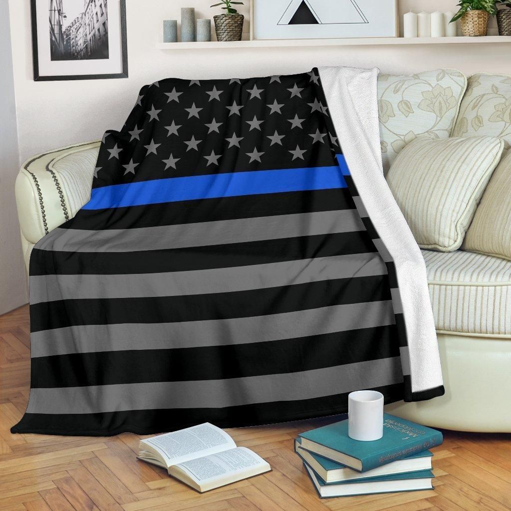 Thin Blue Line Sherpa Fleece Blanket