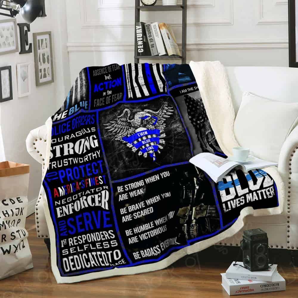 Thin Blue Line Sherpa Fleece Blanket