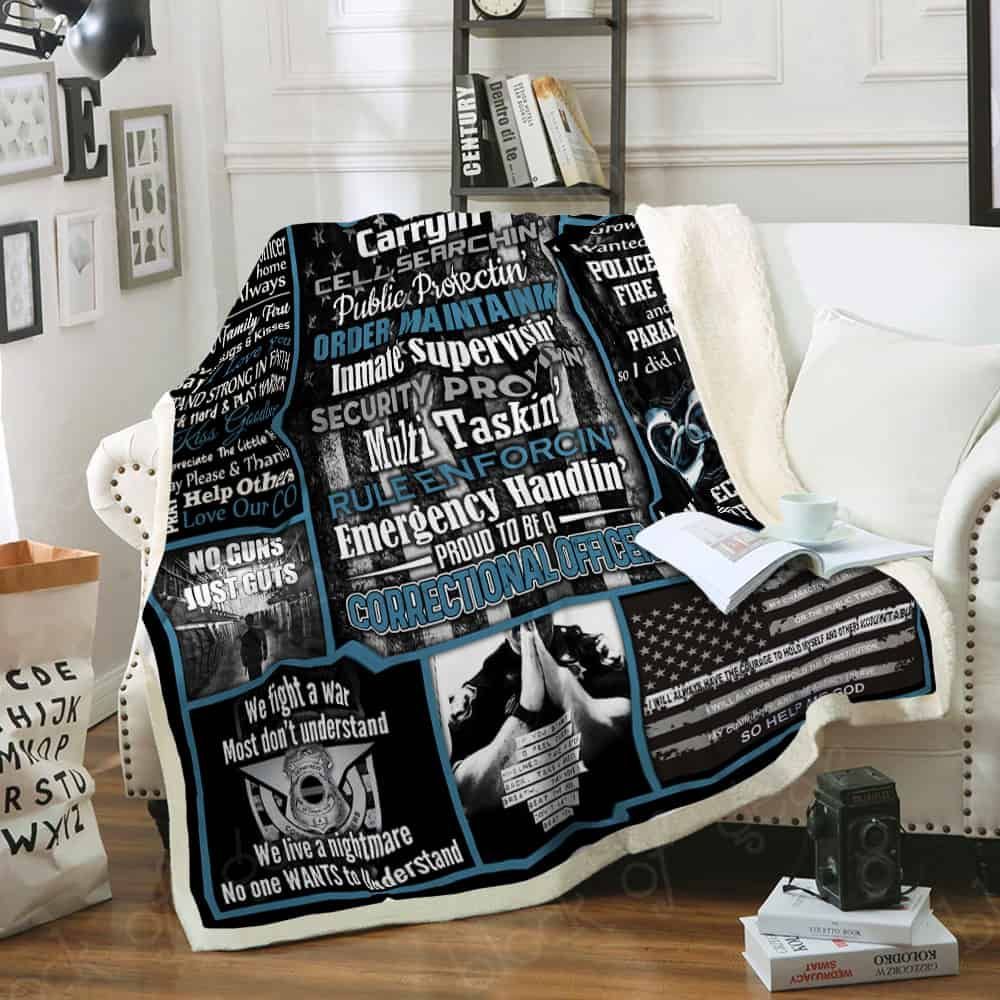 Thin Gray Line Sherpa Fleece Blanket