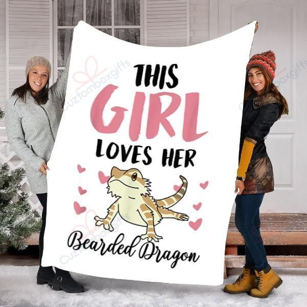 This Girl Loves Her Bearded Dragon Sherpa Fleece Blanket