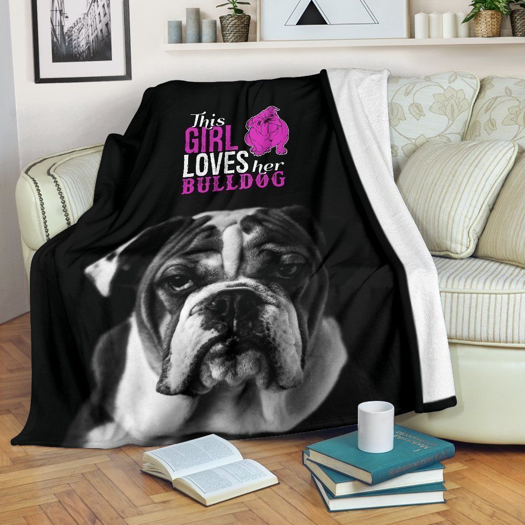 This Girl Loves Her Bulldogbulldog Sherpa Fleece Blanket