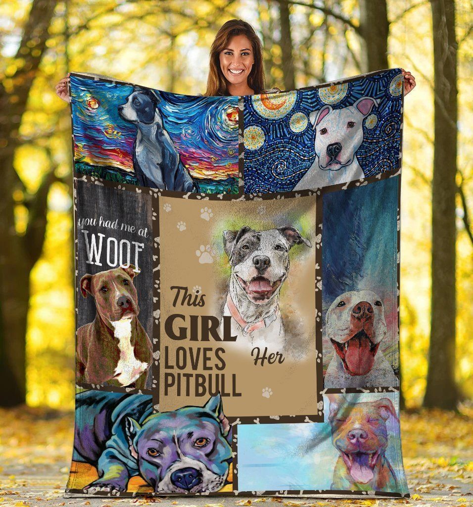 This Girl Loves Her Pitbull Dog Fleece Blanket