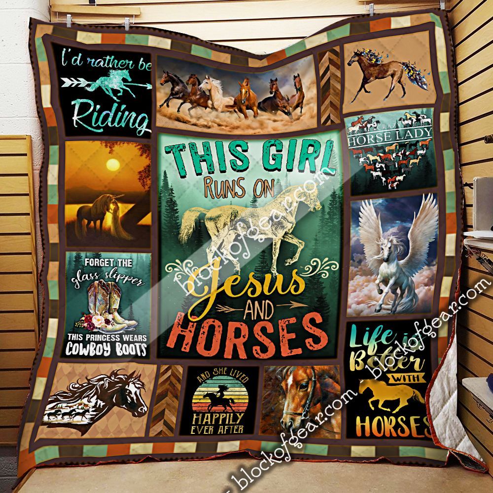 This Girl Runs On Jesus And Horses GS-CL-LD3012 Quilt Blanket