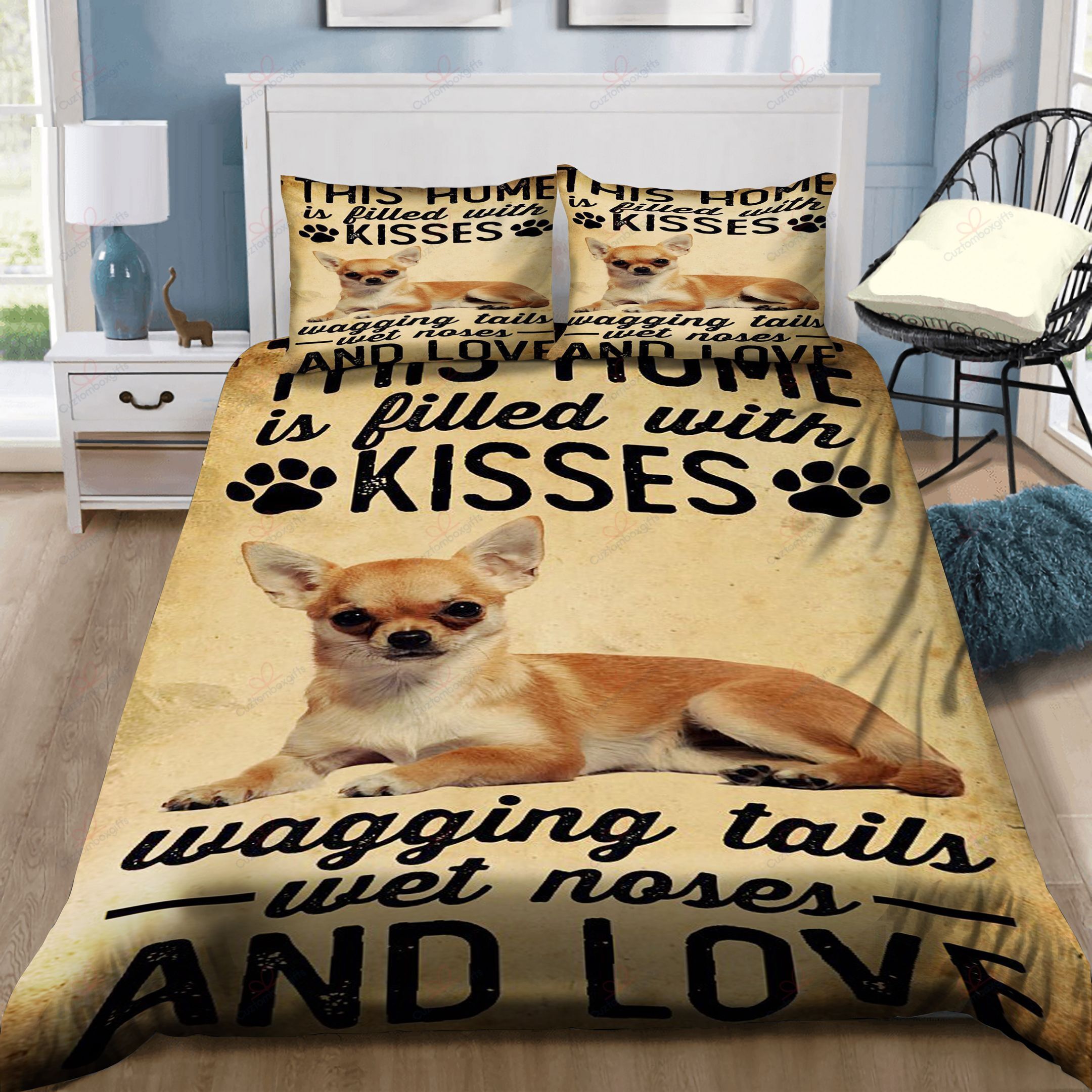 This Home Is Filled With Kisses Chihuahua Bedding Set
