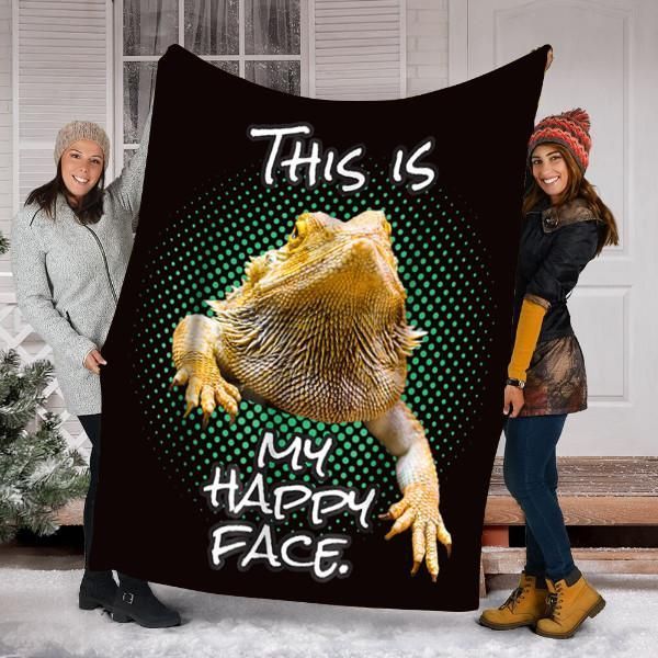 This Is My Happy Face Bearded Dragon Sherpa Fleece Blanket