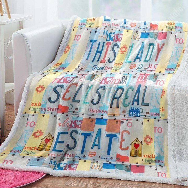 This Lady Sells Real Estate Sherpa Fleece Blanket