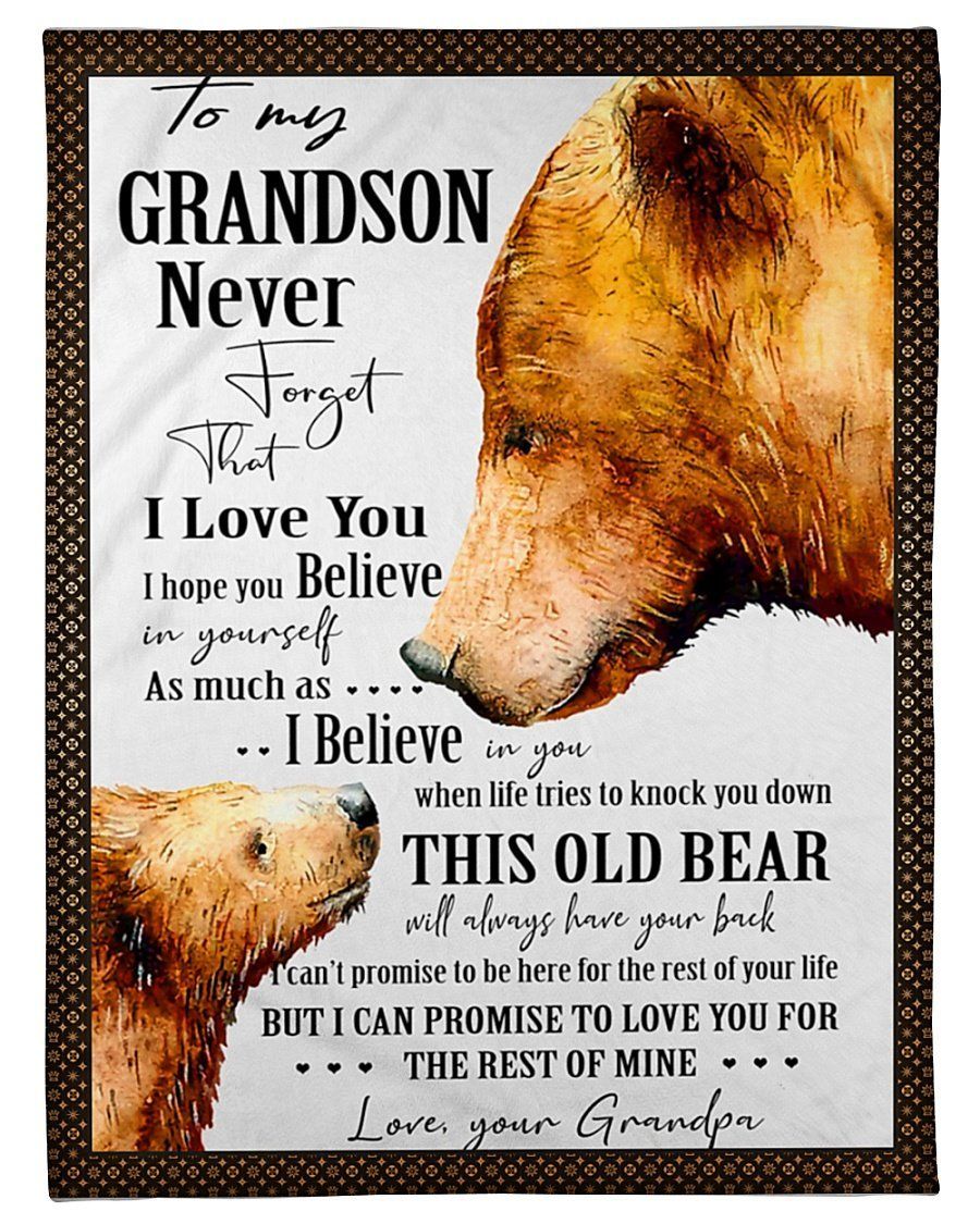 This Old Bear Have Your Back Grandpa To My Grandson Fleece Blanket Fleece Blanket