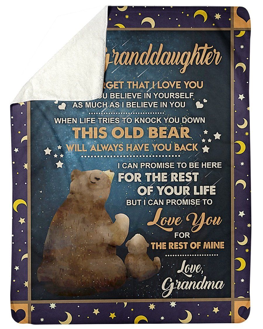 This Old Bear Will Always Have Your Back Grandma To Granddaughter Fleece Blanket Sherpa Blanket