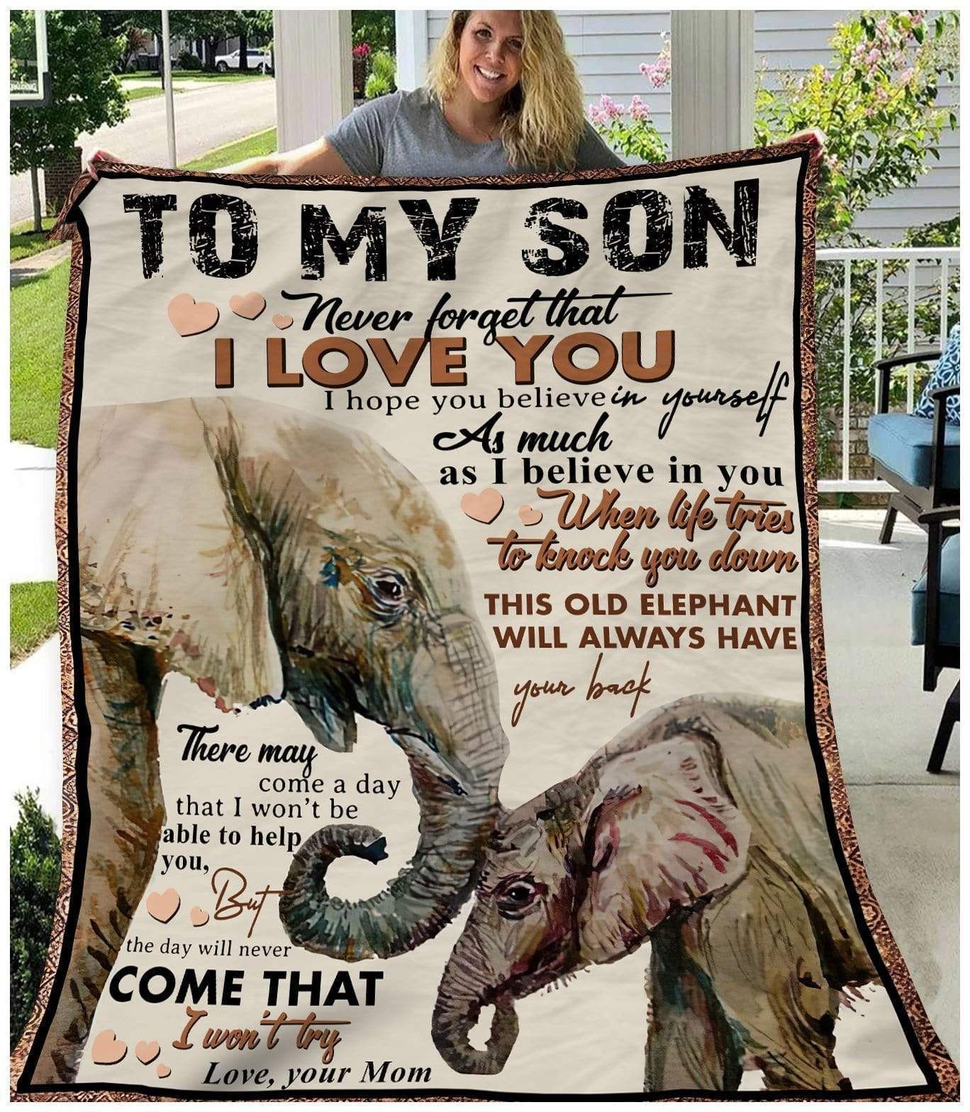 This Old Elephant Will Always Have Your Back Fleece Blanket Gift For Son
