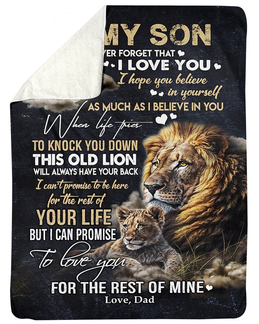 This Old Lion Will Always Have Your Back Dad To Son Sherpa Blanket