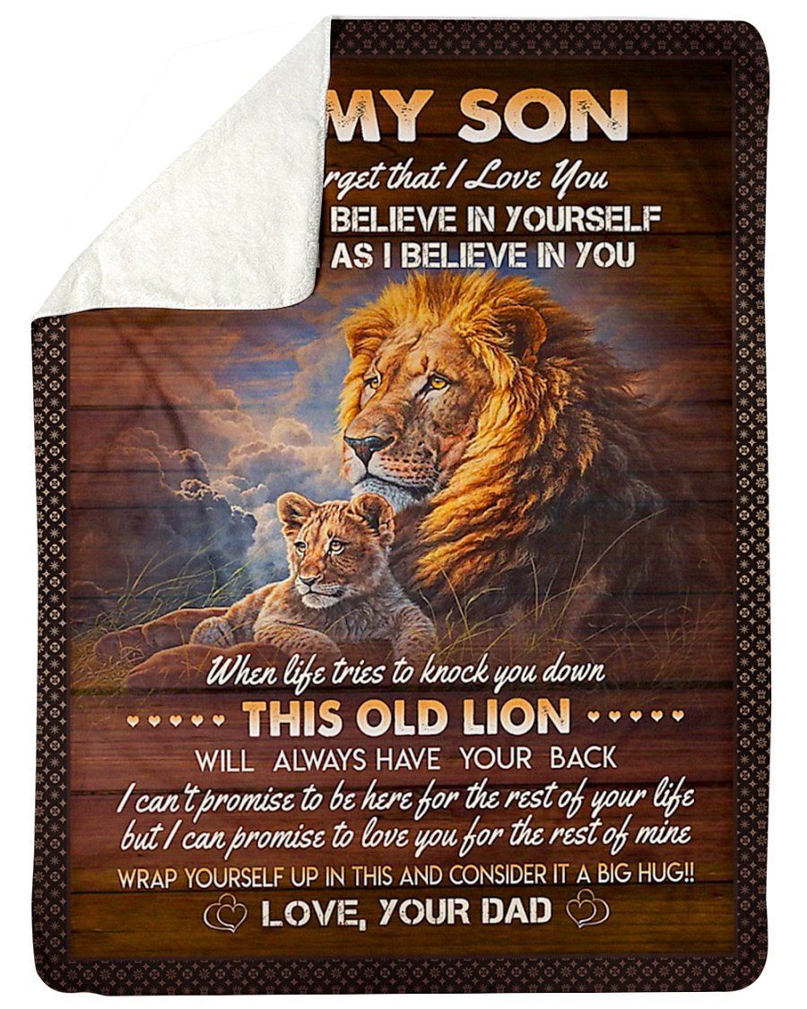 This Old Lion Will Always Have Your Back Fleece Blanket To Son Sherpa Blanket