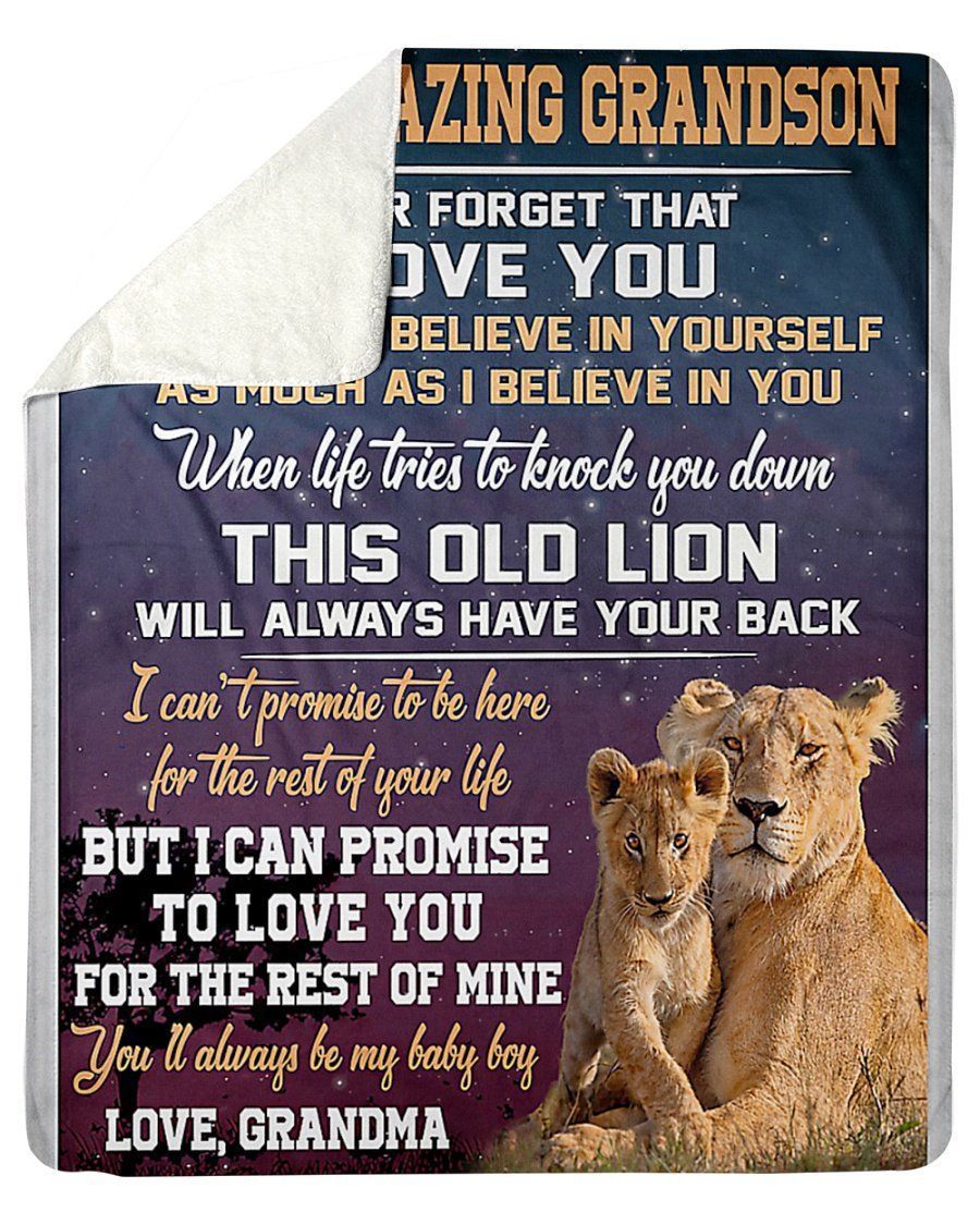 This Old Lion Will Always Have Your Back Great Gift From Grandma To Grandson Fleece Blanket