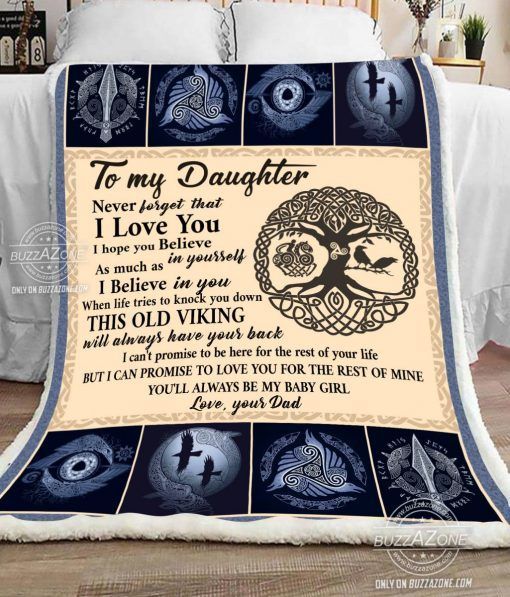 This Old Viking Daughter Dad Sherpa Fleece Blanket