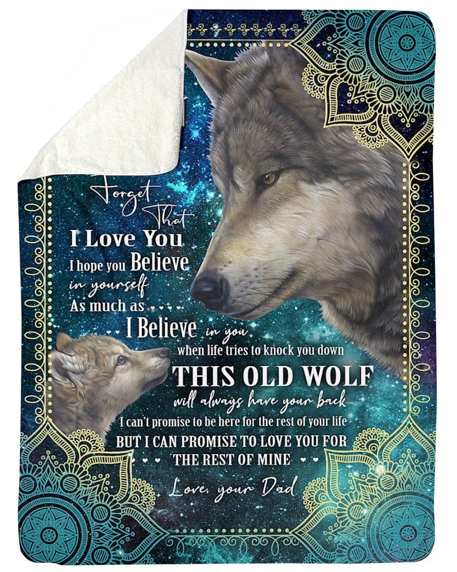 This Old Wolf Will Always Have Your Back Dad To Son Fleece Blanket Sherpa Blanket