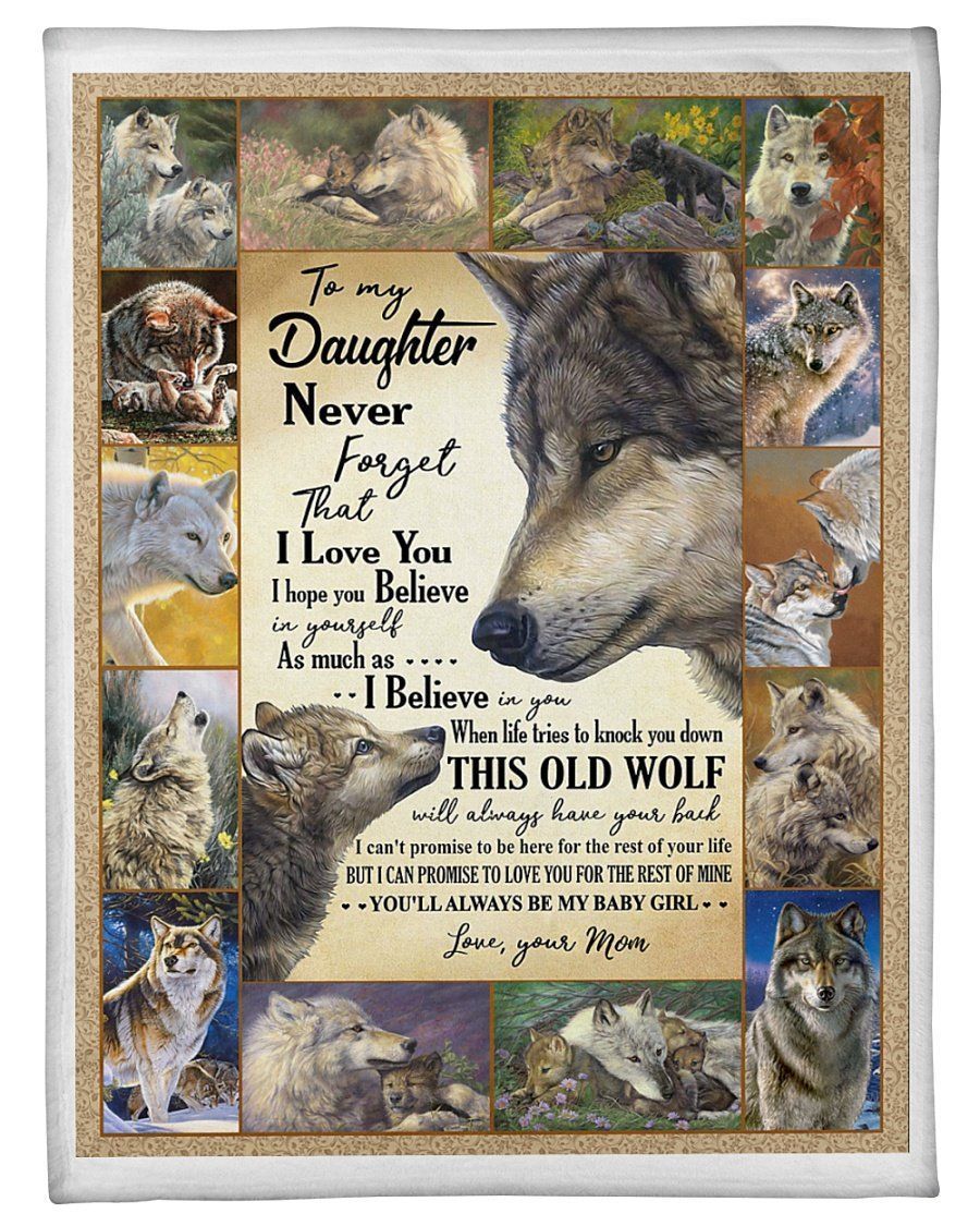 This Old Wolf Will Always Have Your Back Giving Daughter Blanket Fleece Blanket