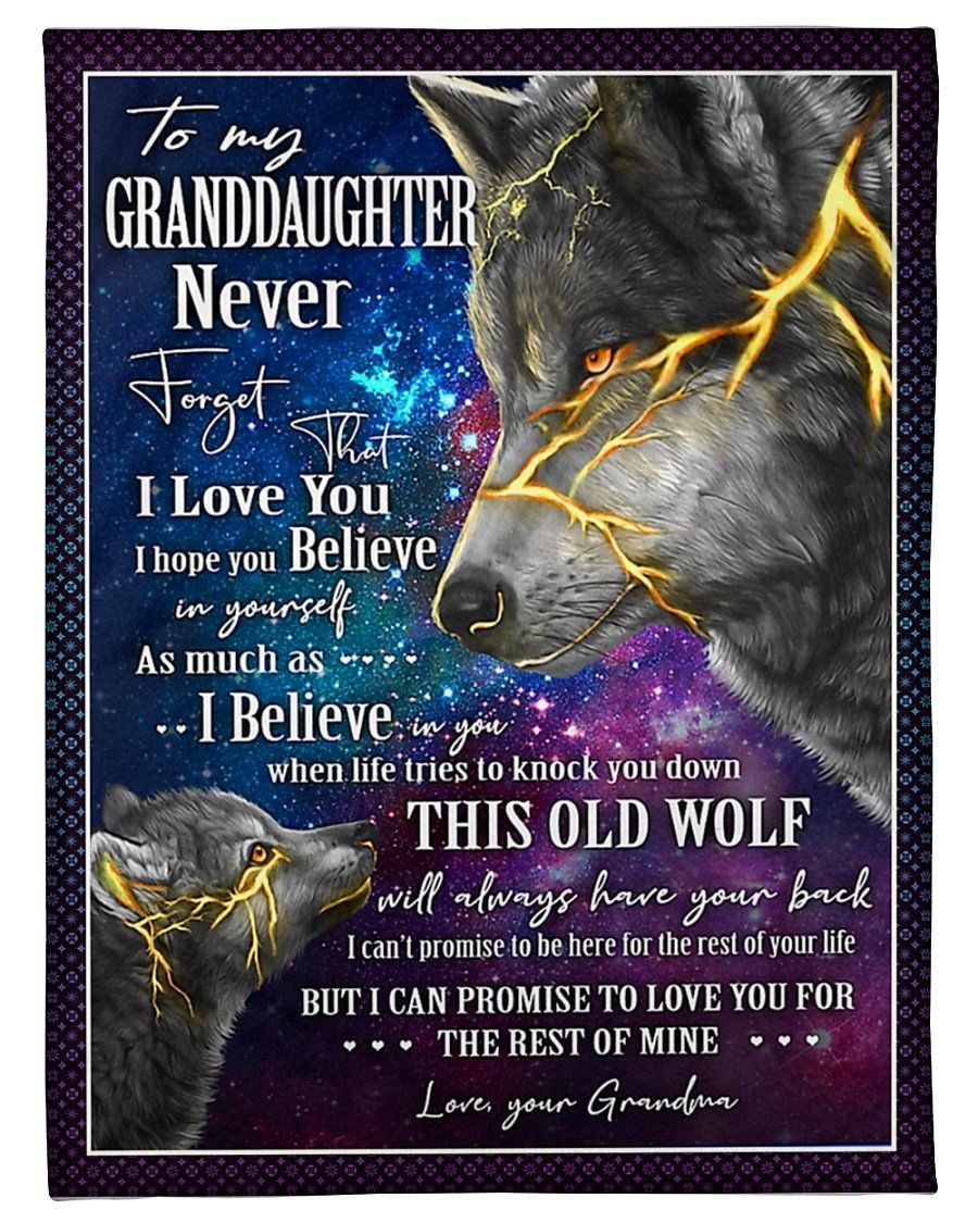 This Old Wolf Will Always Have Your Back Grandma To Granddaughter Fleece Blanket Fleece Blanket