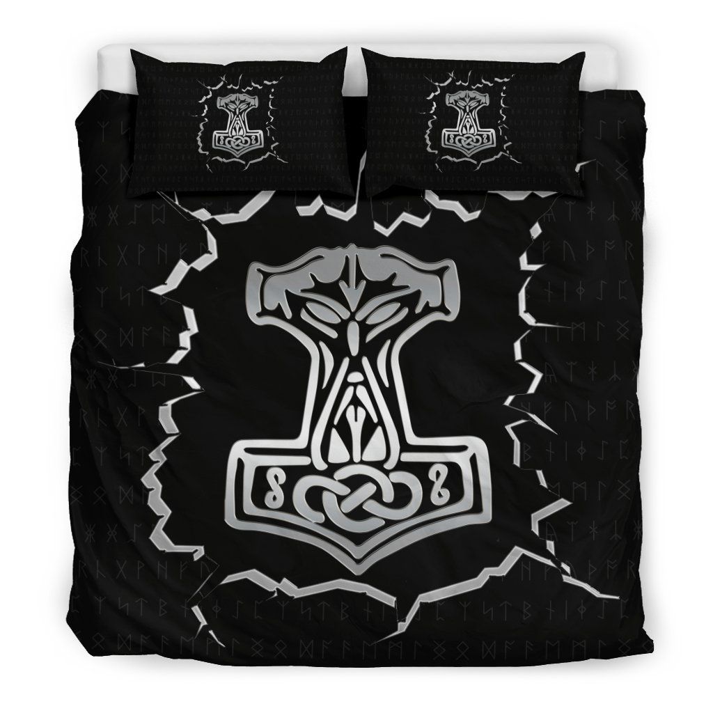 Thor Hammer Black And White Bedding Set