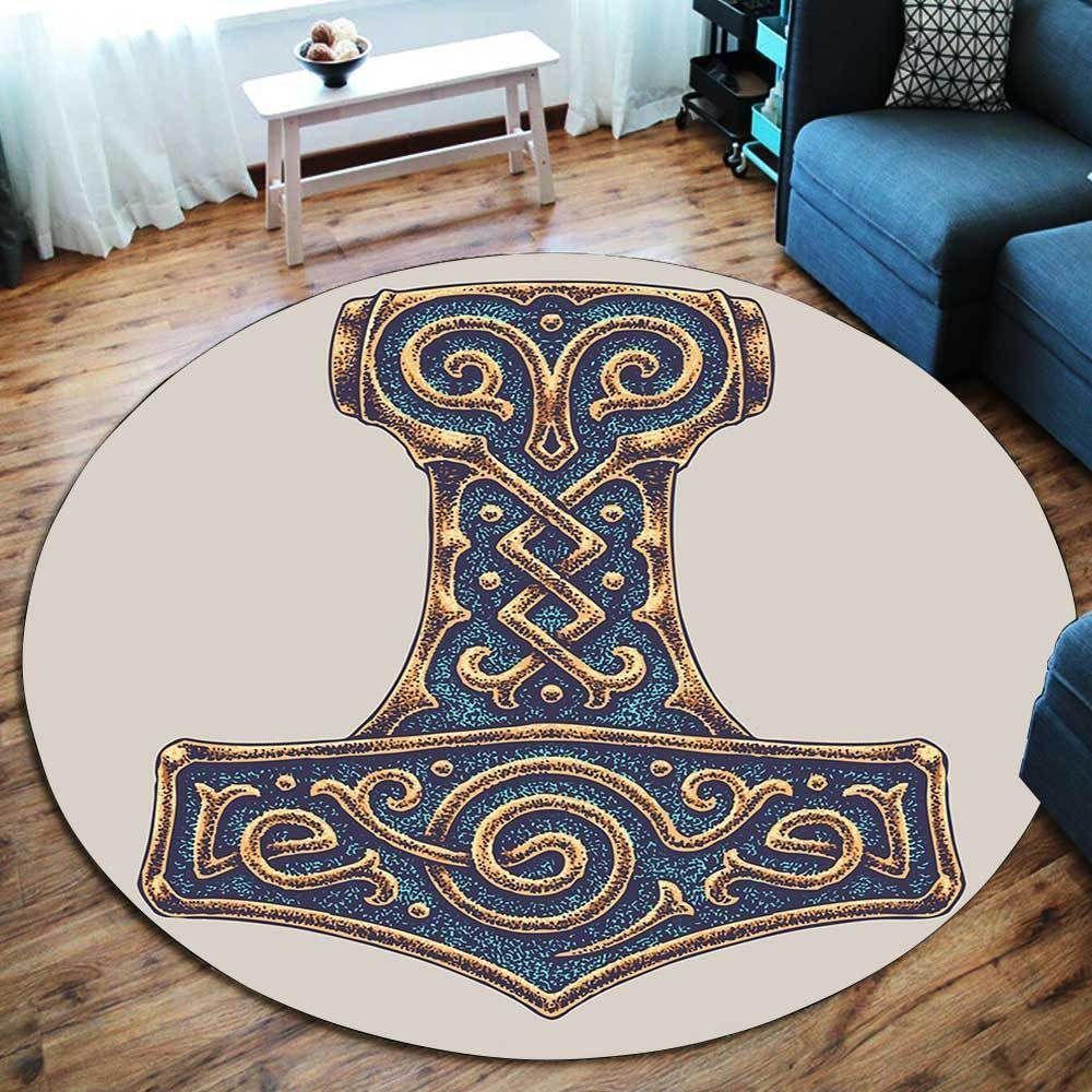 Thor Hammer Mjolnir Round Carpet