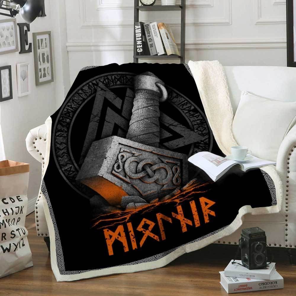 Thor Hammer Mjolnir Viking Sherpa Fleece Blanket