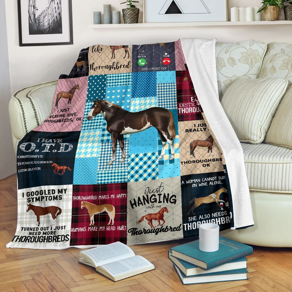 Thoroughbred Horse Sherpa Fleece Blanket