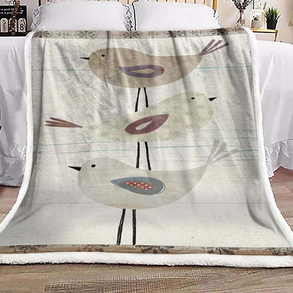 Three Bird Sherpa Fleece Blanket