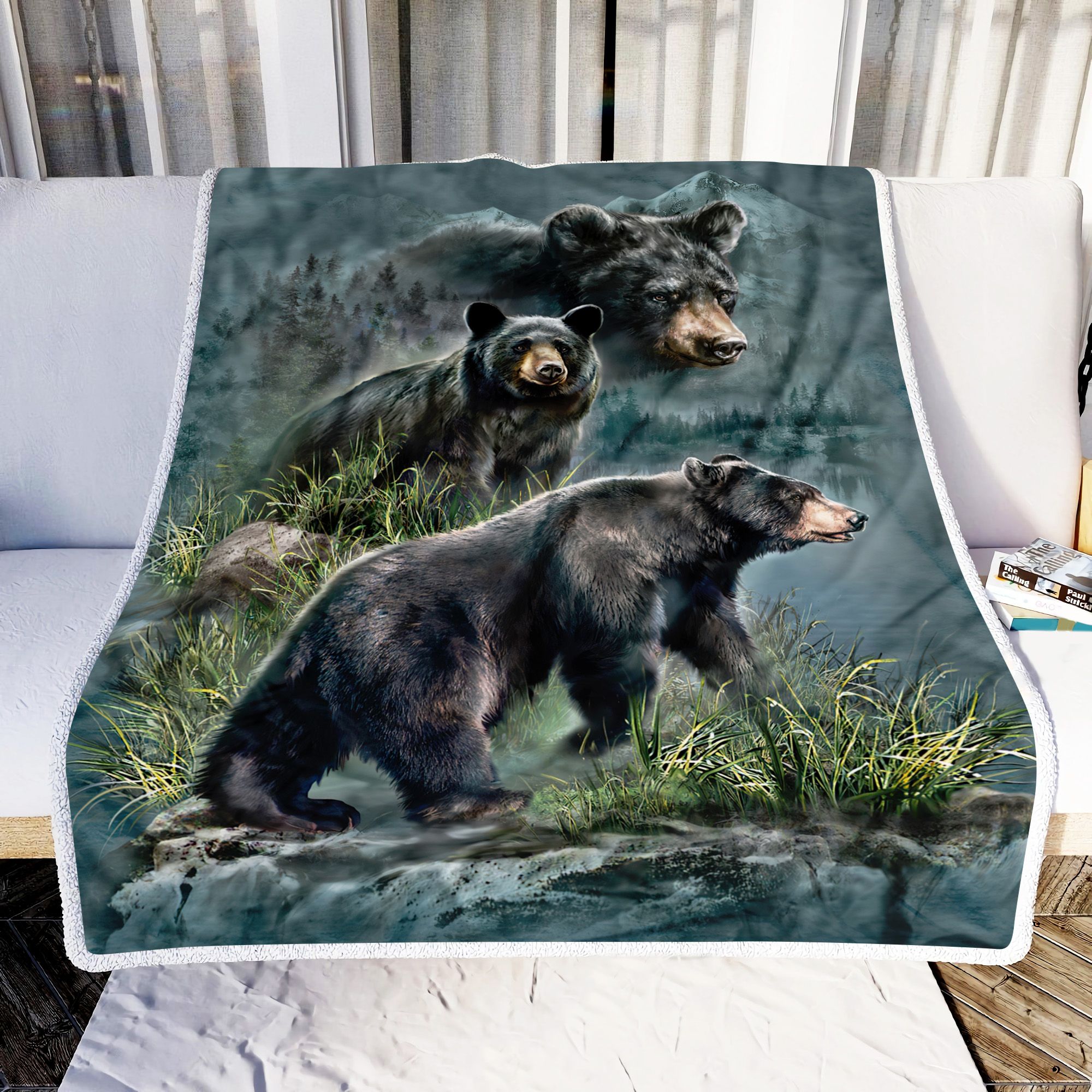 Three Black Bears Fleece Blanket