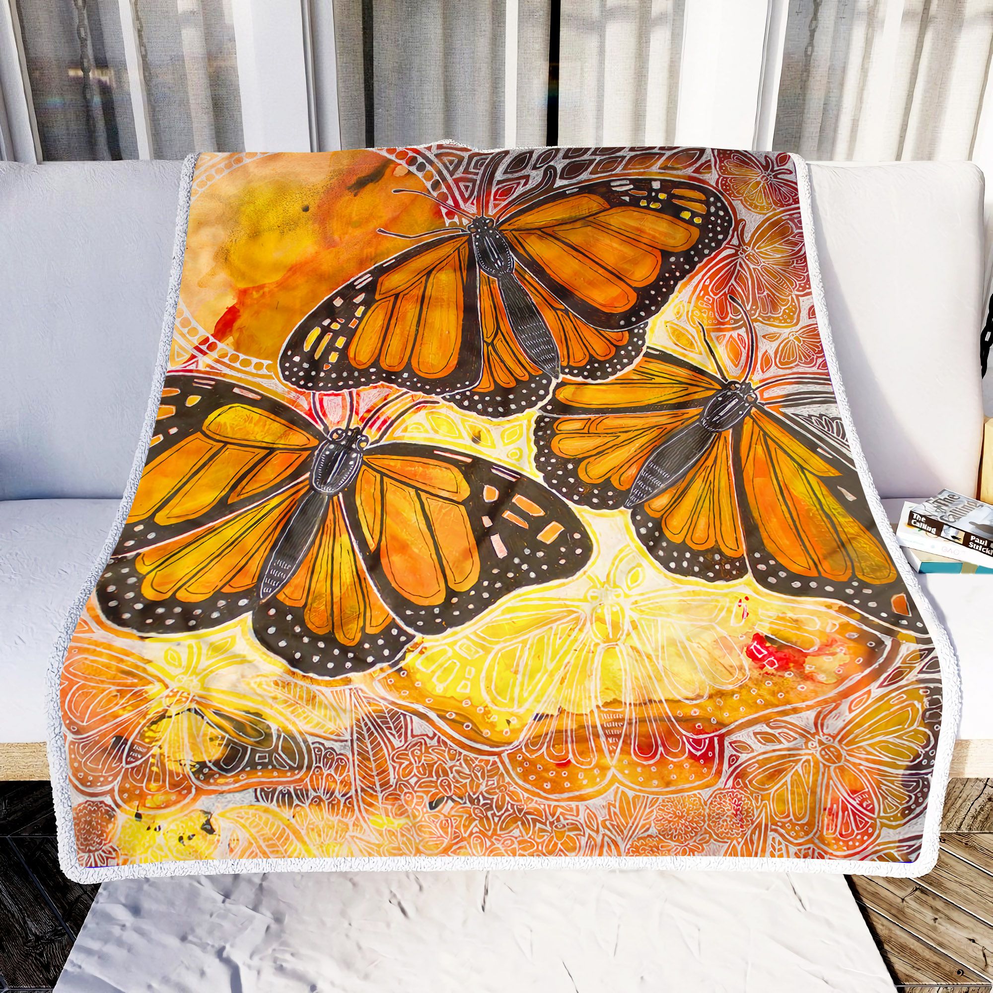 Three Butterflies Fleece Blanket
