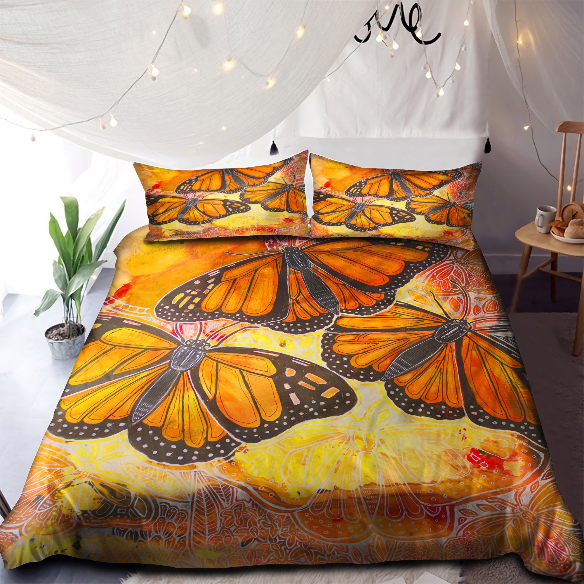 Three Butterflies Bedding Set