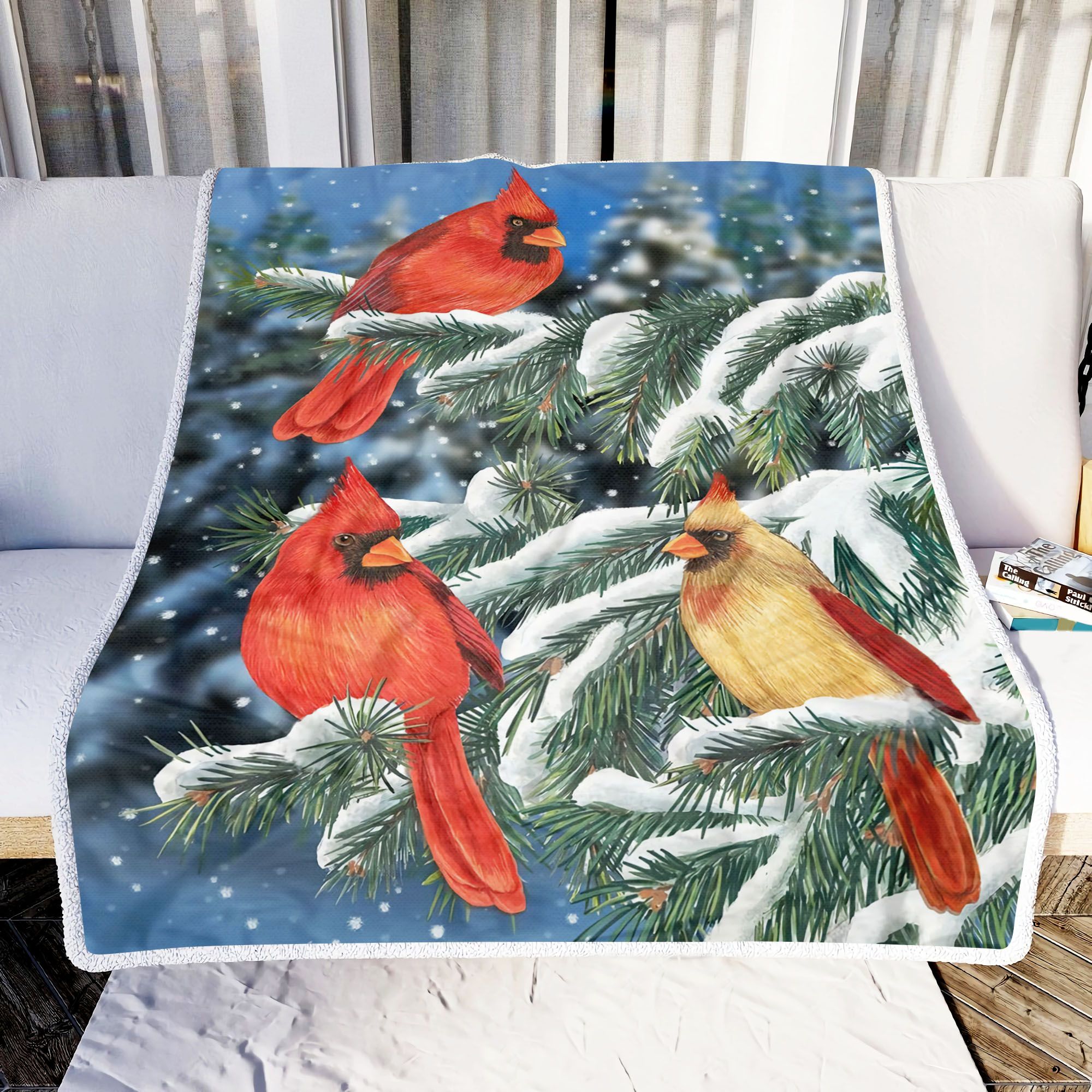 Three Cardinal Fleece Blanket