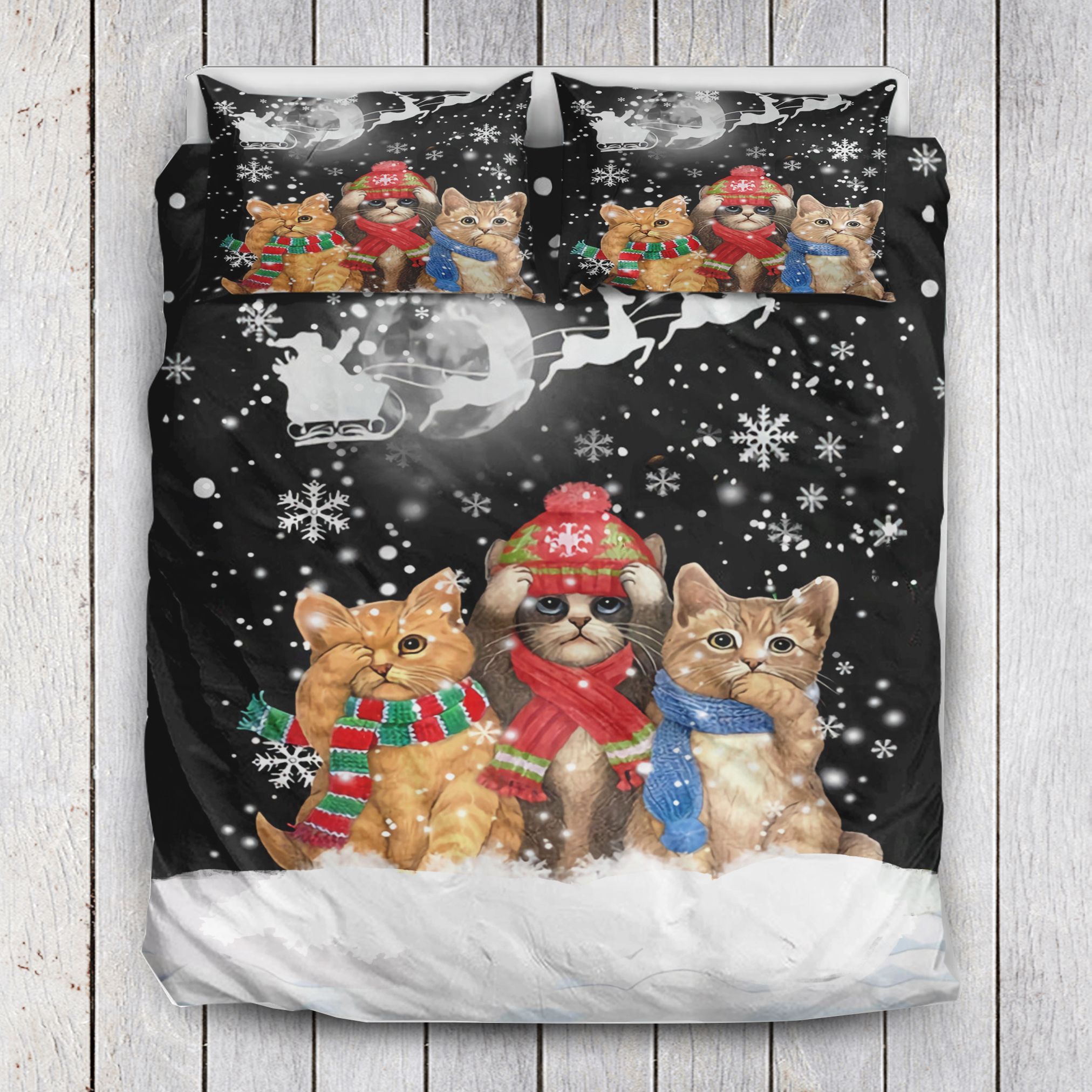 Three Cat Winter Bedding Set