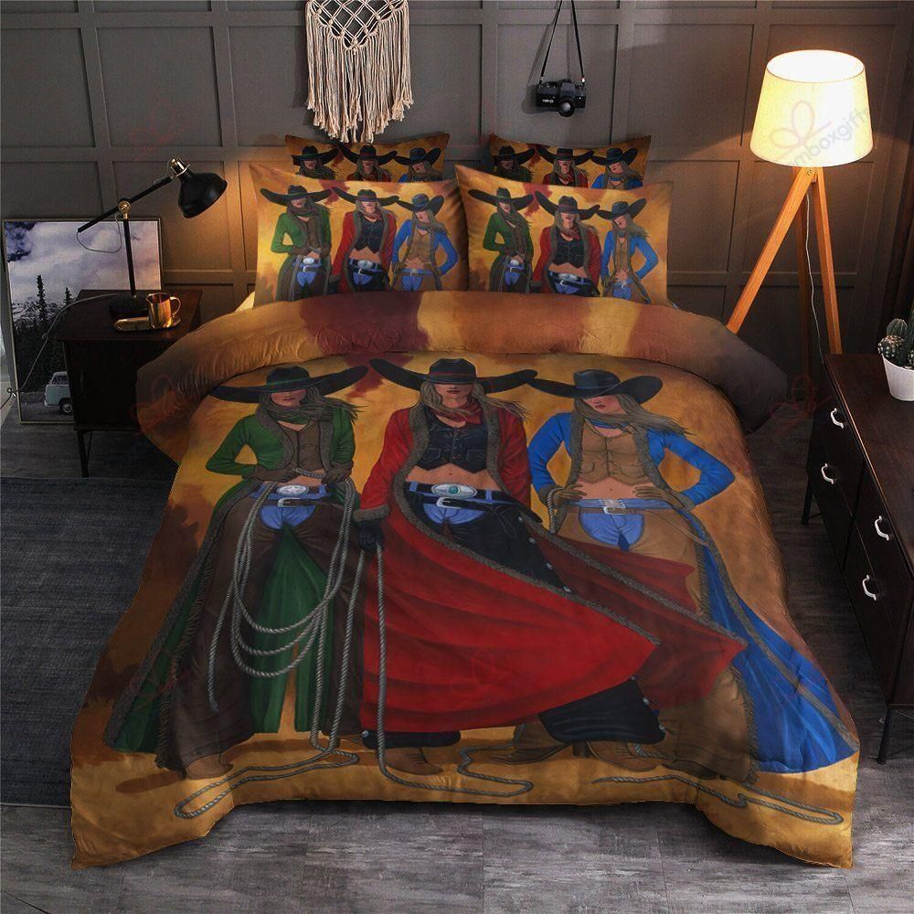 Three Cowgirl Printed Bedding Set