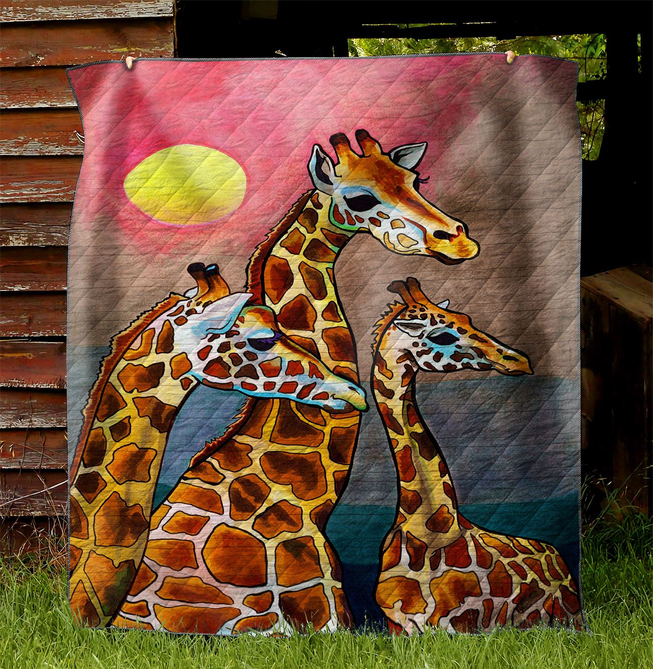 Three Cute Giraffes Painting NI0701086YD Quilt Blanket